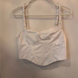 Oh Polly White Crop Top with Braided Straps